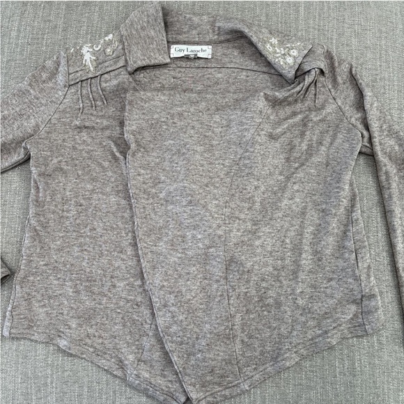 Guy Laroche Gray Waterfall Cardigan Sweater - Picture 3 of 6